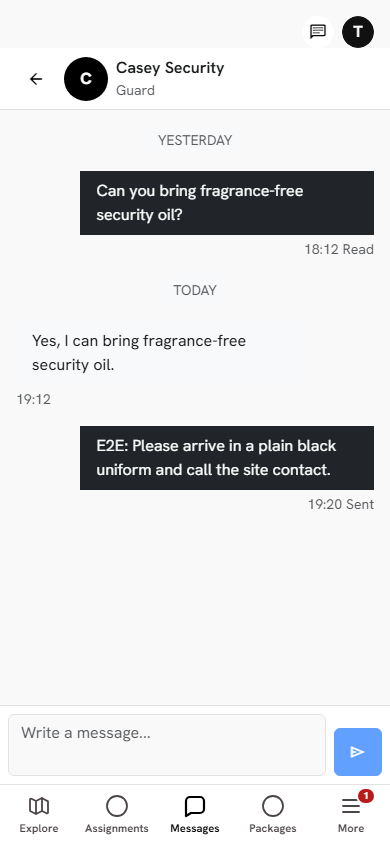A secure conversation between a client and guard