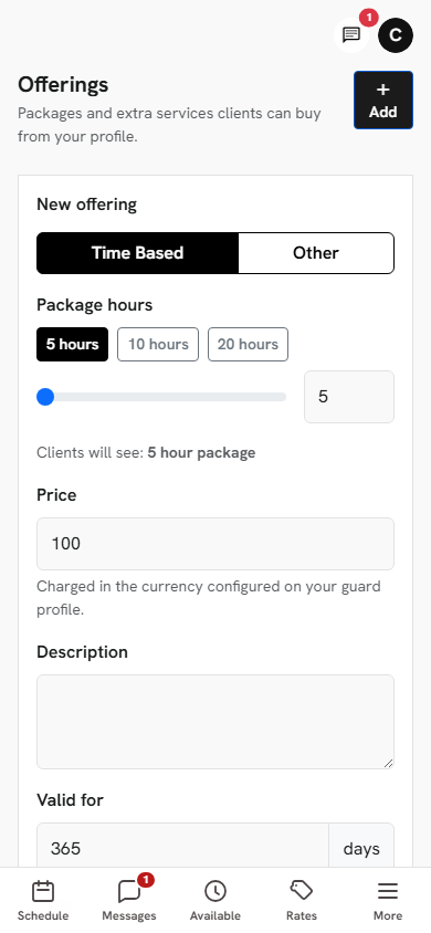 Guard creating a ten-hour security package